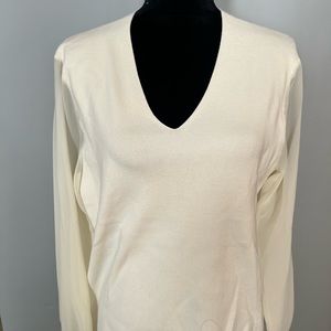Talbots Ivory V-Neck sweater NWT - L